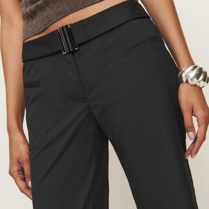 Reformation x Camille Rowe Black Pinstripe Women's Pants